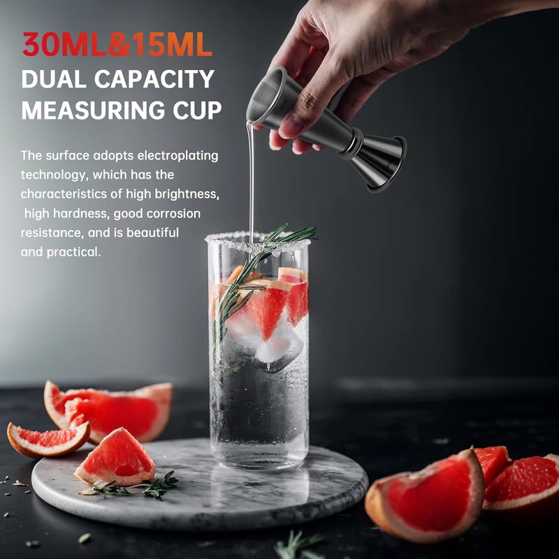 eispap 304 Stainless Steel Rolled lip Cocktail Double Jigger Japanese Style Measuring Oz Cup Bar Tool Shot for Bartending Bartender Jiggers Ounce Measurements Alcohol Drink Markings (15 ml x 30 ml) - Image 3